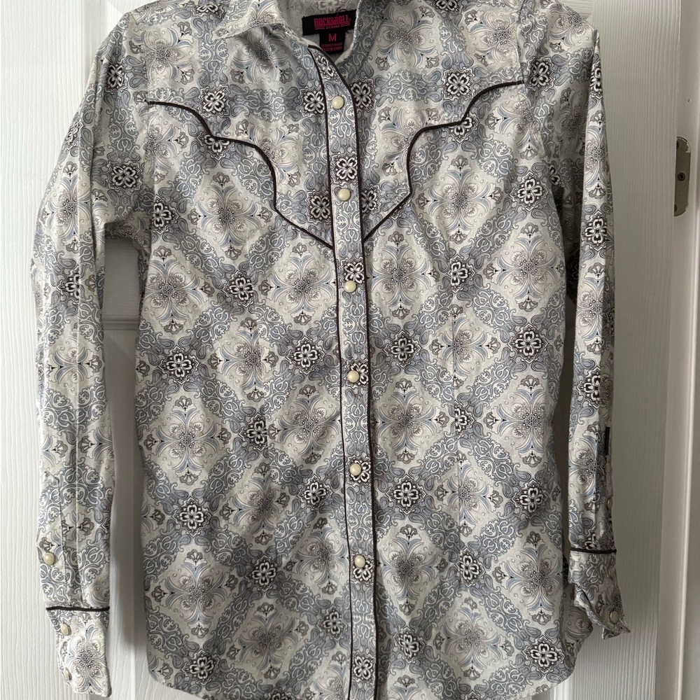 Rock and roll denim pearl snap